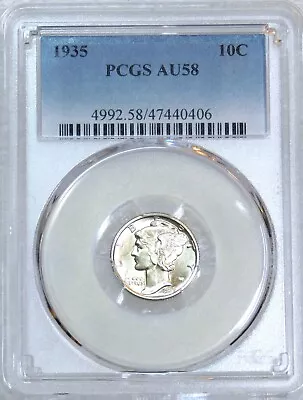 1935 Mercury Dime PCGS AU58 Superb Frosty Luster PQ #F903B • $29.99