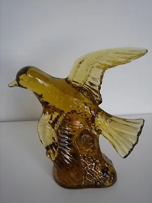 Mosser Glass Bird Figurine Bird In Flight Amber Color  5 1/4 Inches Tall Vintage • $21.21