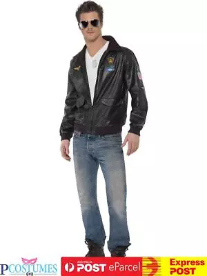 Mens Top Gun Bomber Jacket Air Force Costume Military Fighter Pilot 1980s • $81