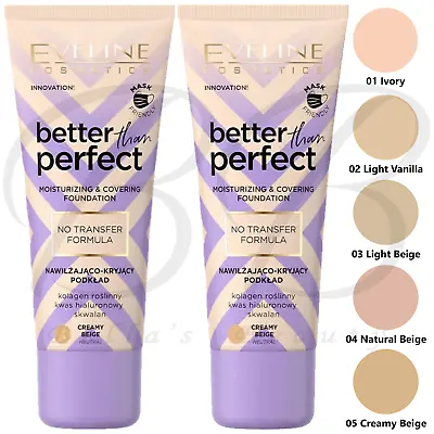 EVELINE Better Than Perfect Moisturising & Covering No Transfer Foundation 30ml • £6.48