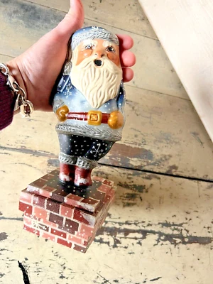$179.99 • Buy VAILLANCOURT FOLK ART Down The Chimney SANTA #140 2000 CHALKWARE USA  Free Ship