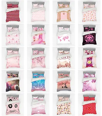 $85.99 • Buy Ambesonne Pink Bedding Set Duvet Cover Sham Fitted Sheet In 3 Sizes