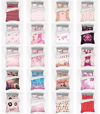 $85.99 • Buy Ambesonne Pink Bedding Set Duvet Cover Sham Fitted Sheet In 3 Sizes