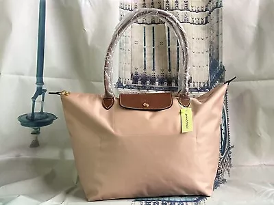 Le Pliage Nylon Large Tote Bag Leather Strap Handles Handbag • $50.99