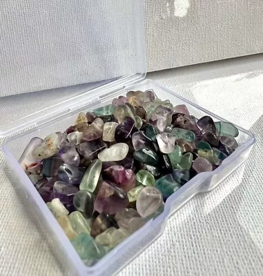 (60g) 200x Rainbow Fluorite Crystal Chips Drilled Beads Jewellery Making Gems • £3.85