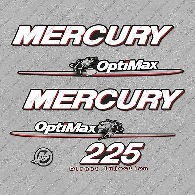Mercury 225 Hp Optimax Outboard Engine Decals Sticker Set Reproduction 225HP • $53.99