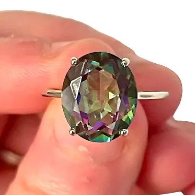 Mystic Topaz Ring 925 Sterling Silver Jewelry Oval Cut Size 6 7 8 9 Lab-created • $17