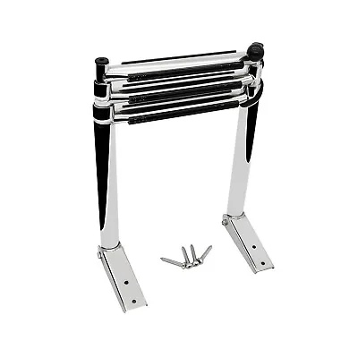 Telescoping 3 Step Ladder Boat Stainless Steel Upper Platform Swim Yacht Marine • $51.86