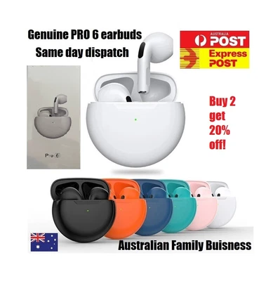 $7.49 • Buy GENUINE PRO 6 Wireless Bluetooth Earbuds Mic Earphones For Apple Galaxy Buds TSS