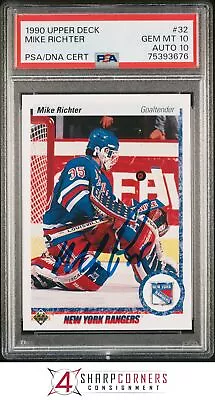 1990 Upper Deck #32 Mike Richter Rc Rangers Psa 10 Dna Auto 10 • $200.60