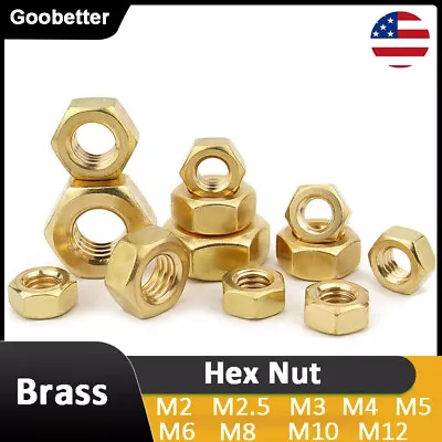 Hexagon Brass Full Nuts DIN 934 Copper Hex Nut M2 M2.5 M3 M4 M5 M6 M8 M10 M12 • $2.49