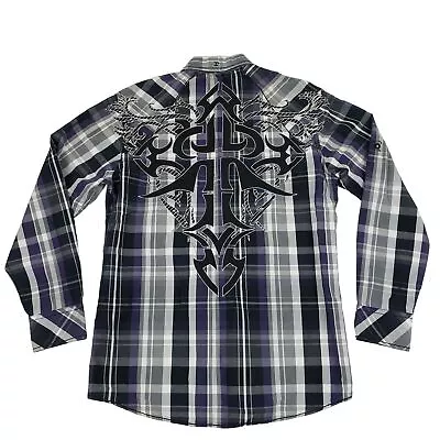 Roar Signature Embroidered Western Thick Stitch Button Front Shirt Men's Large • $19.99