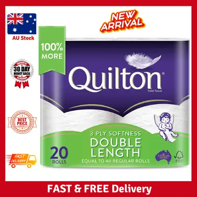 $29.19 • Buy Toilet Paper 20 Rolls Deluxe Quilton 3 Ply Double Length Large Roll Tissue Bulk