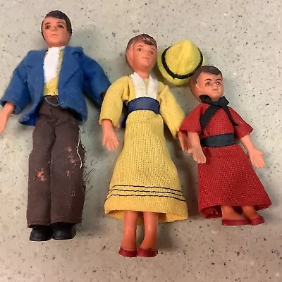 Set Of 3 Vintage Shackman NY Dollhouse Dolls Family Man Woman Girl.used • $17.50
