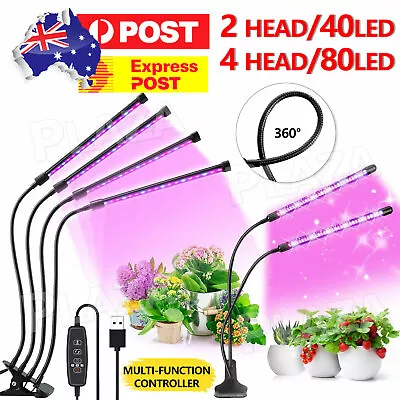 2/4 Head LED Grow Light Plant Light Panel Growing Plant Veg Flower Indoor Lamp • $21.95