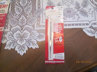 Vintage Susan Bates Clipson Aluminum Crochet Hook Size 12 In Original Package • $15