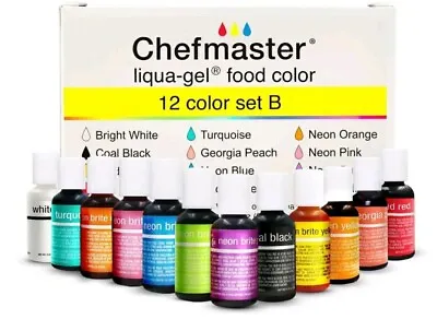 £21.95 • Buy Chefmaster Food Colouring 12 Colour Set B ! Boxed Brand NEW Liqua-Gel