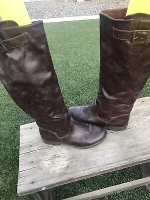 Bamboo Leather Knee High Brown Boots Size 8 Man Made  • $22.45