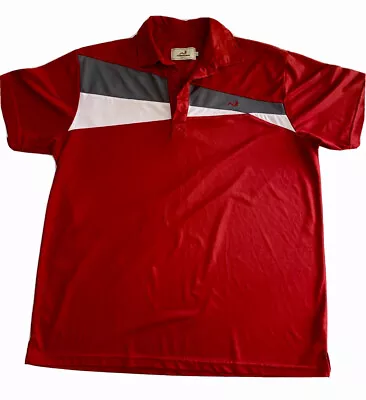 Woodworm Polo Mens Size LARGE Red Golf Shirt VGC Grey/White Contrast • $20