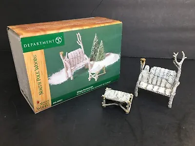 $14.99 • Buy Dept 56 North Pole Woods Birch Bench And Table Set 2 Village Accessories #56927