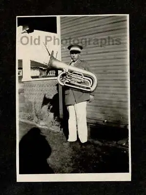 Young Man Marching Band Uniform Tuba Old/vintage Photo Snapshot- G276 • $7.99