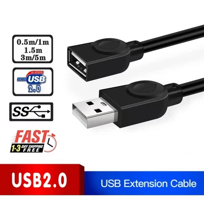 $11.95 • Buy USB Extension Data Cable 2.0 A Male To A Female Long Cord For MacBook & Comp