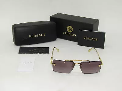 Versace Medusa Rimless Gradient Sunglasses Gold/Gray Grad VE2245 • $124.99