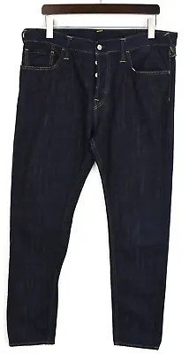 EVISU Genes Jeans Mens W36 Tapered Fit Button Fly Logo Blue • $296.87