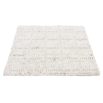 1'6 X1'6  Ivory 100% Wool Hand Loomed Contemporary Design Sample Rug R87942 • $72.90