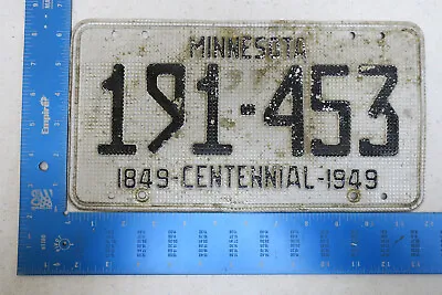 MInnesota License Plate Tag 1949 Centennial Waffle 191 453 MN 49 • $18.89