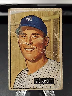 1951 Bowman Baseball Vic Raschi #25 New York Yankees *Crease* • $5.99