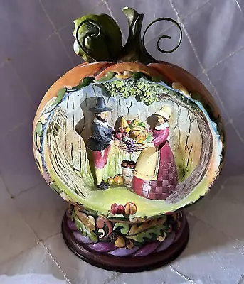Jim Shore  Blessing Of The Harvest  #4015887 Lighted Pumpkin Pilgrim Figurine • $19.99
