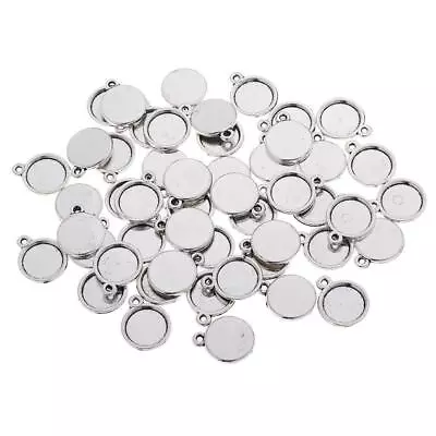 50x Round Blank Cabochon Bezel 10mm Tray Settings DIY Bracelet Pendants Base • £6.20