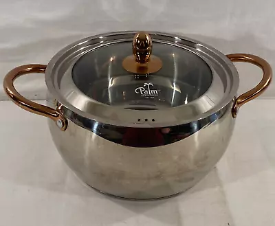 Palm Restaurant Stainless Steel 8 Qt. Stockpot Dutch Oven W/ Lid Copper Accents • $49.95