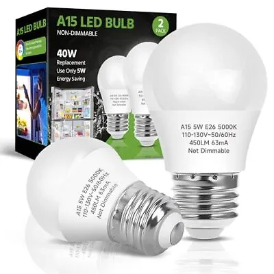 LED Refrigerator Light Bulb 40W Equivalent LED A15 Bulb 5W Daylight 5000K E... • $8.79