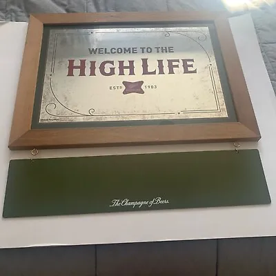 New In The Box!! Miller High Life Mirror Beer Sign Est 1903 Wood Frame • $49.90