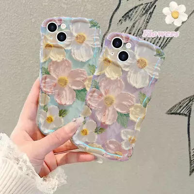 Flowers Painted Girl Case For IPhone 14 13 12 15 Pro Max 11 TPU Shockproof Cover • £5.59