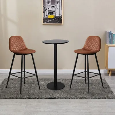 £95.99 • Buy 2 X Breakfast Bar Stools PU Leather High Counter Stool Chairs Home Kitchen Brown