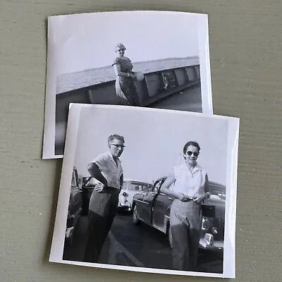 $5.99 • Buy 2 Vintage Photographs Old Cars On Ferry Boat Sunglasses Man Woman Purse