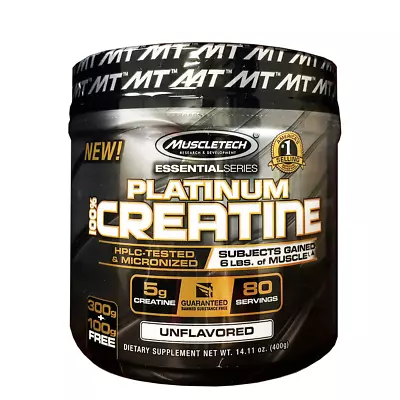 MuscleTech 100% Platinum Creatine Monohydrate Micronized Powder 400 Gram 80 Svgs • $25.99