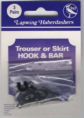 £3.99 • Buy Pkt Of 3 Trouser Or Skirt Standard Hook & Bar Fasteners In Black Metal - 347HB