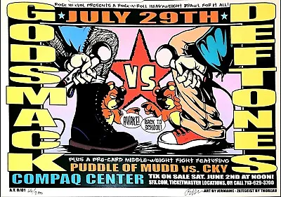 $120 • Buy Deftones & Godsmack Jermaine Rogers Concert Poster With Puddle Of Mud And CKY