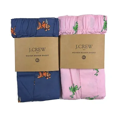 J Crew Boxers Men's XL 2 Pair Frogs On Pink & Goldfish Woven Boxer Shorts • $28.75