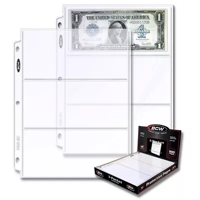 Lot Of 400 BCW 3-Pocket Currency Album Pages Dollar Bill Coupon Binder Sheets • $99.49