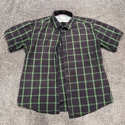 Zara Man Shirt Mens Extra Green Check Short Sleeve Button Up Collared Casual • $8.99