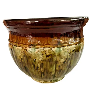 Large Brush McCoy Blended  Glaze Majolica Jardinière Green  Brown Coloring • $69.50