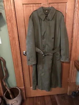 Vintage Us Army Military Trenchcoat Men's Sz Med Long Lined Belt 1950s Overcoat • $50