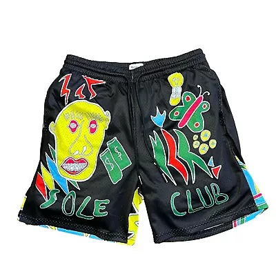 Sole Club Tweaker Black Mesh Shorts Unisex Bravest Graphic Short Men 6  • $39.60