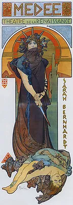 Mucha Medee Medea Sarah Bernhardt Theater Vintage Poster Repro FREE SHIPPING • $28.64