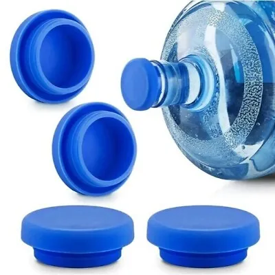 5 Pack Reusable Silicone Water Jug Lid Cap Blue Fits 55mm Bottle Mouth  • $12.99